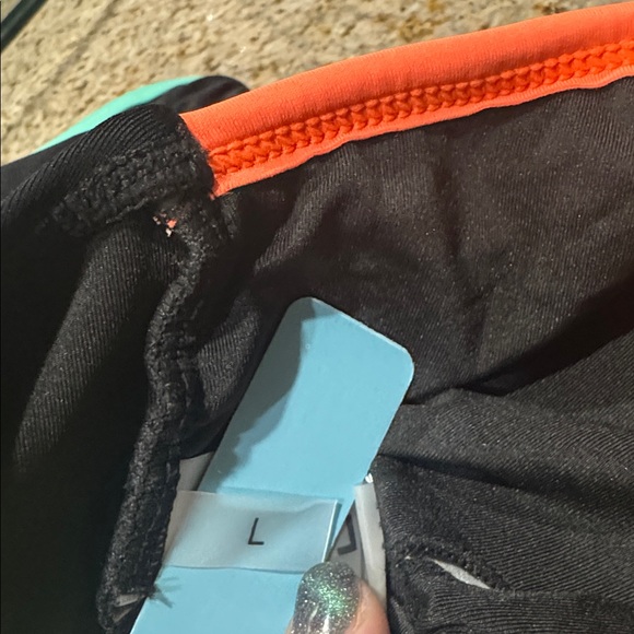 Popvil One Piece Swimsuit Tummy Control Cutout Black Neon Color Block Adj L NWT - Picture 5 of 8